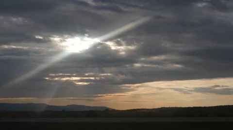 Cloudy sunrise over mountains, 4K Stock Footage 56468685