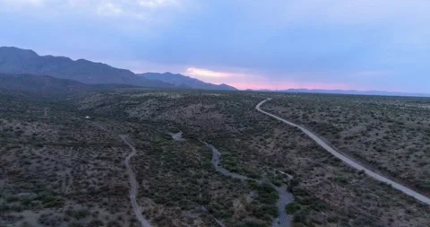 Cloudy sunrise over Stanton Road Stock Footage 138282294