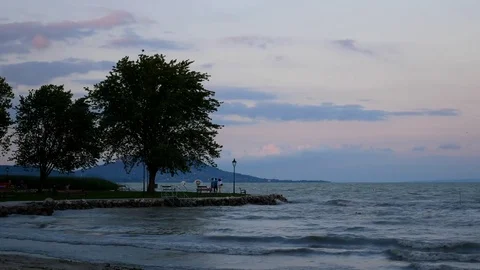 Cloudy sunset on the beach Stock Footage 78812173