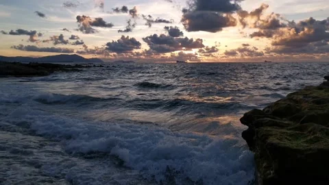 Cloudy sunset on the coast Stock Footage 135353211