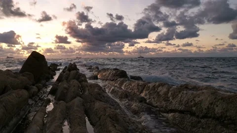 Cloudy sunset on the coast Stock Footage 135353361