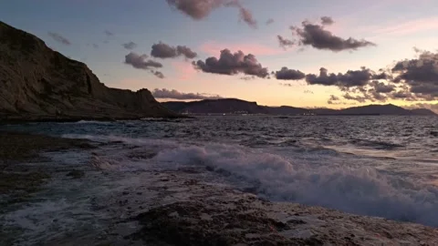 Cloudy sunset on the coast Stock Footage 135353467