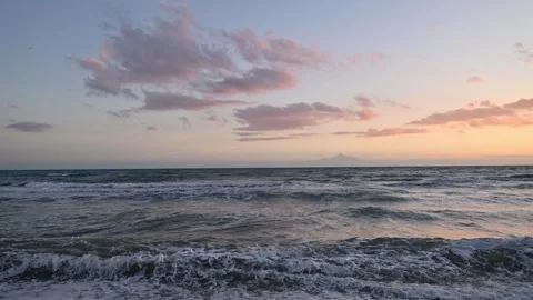 Cloudy sunset at the coastline Stock Footage 265907061