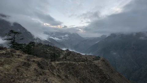 Cloudy sunset from Everest View Stock Footage 121493007