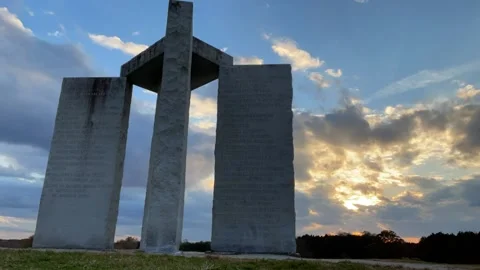 Cloudy Sunset at Georgia Guidestones - Timelapse Stock Footage 166221857