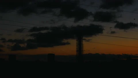 Cloudy sunset in an industrial setting part 2_timelapse Stock-Footage 153167009