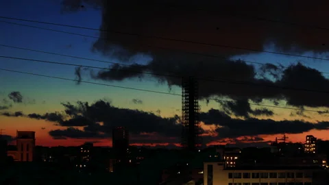 Cloudy sunset in an industrial setting_timelapse Stock-Footage 153167434