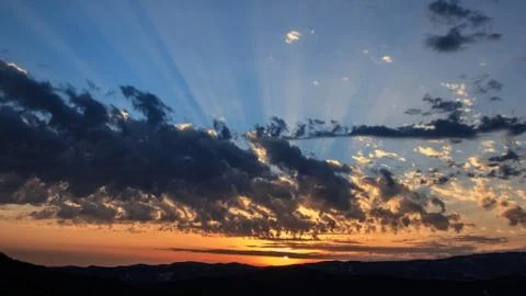 Cloudy sunset landscape in Cyprus Stock Photos