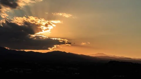 Cloudy sunset landscape in Cyprus Stock Photos