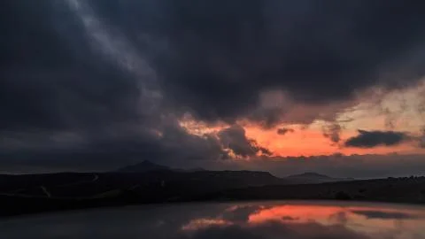 Cloudy sunset landscape in Cyprus Stock Photos