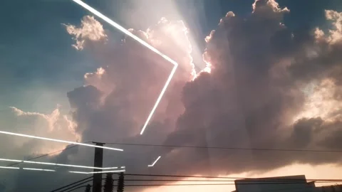 Cloudy Sunset with Light Lines 스톡 동영상 335694745