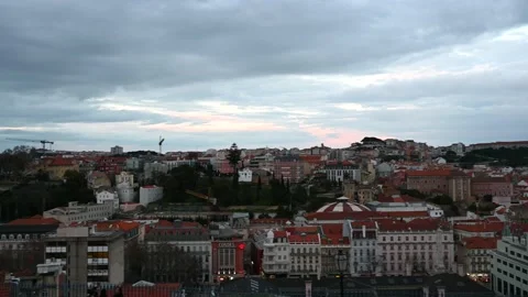 Cloudy sunset from a lisbon park Stock Footage 234069104
