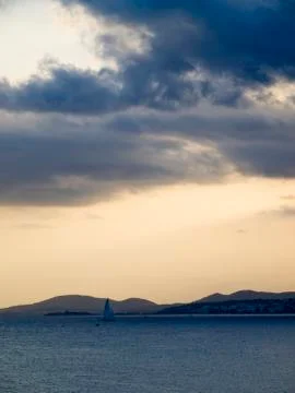 Cloudy sunset in Mallorca beach Foto stock
