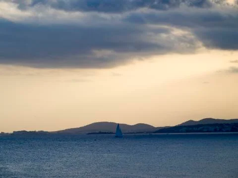 Cloudy sunset in Mallorca beach Stock Photos