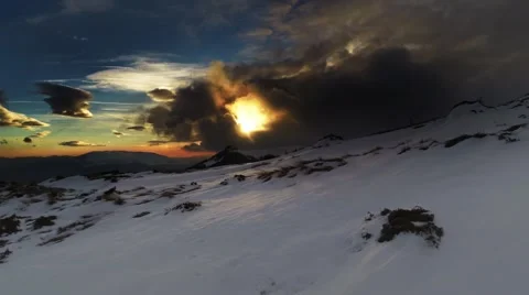Cloudy Sunset in the Mountains in Winter Video stock 67515954