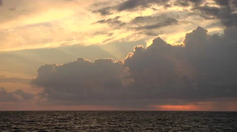 Cloudy Sunset by the Ocean in Hawaii Stock Footage 41380734