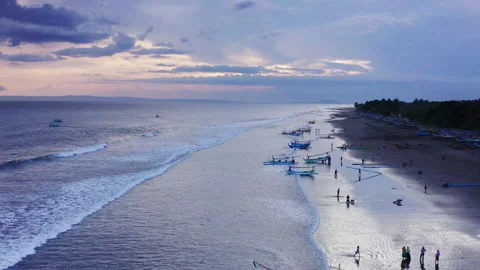 Cloudy sunset over the beach of Perancak in West Bali Indonesia Stock Footage 165139832