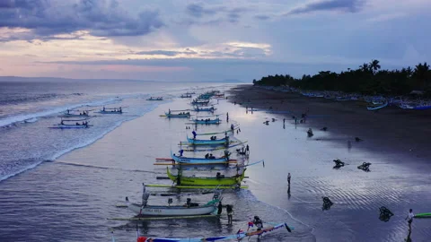 Cloudy sunset over the beach of Perancak in West Bali Indonesia Stock Footage 165139892