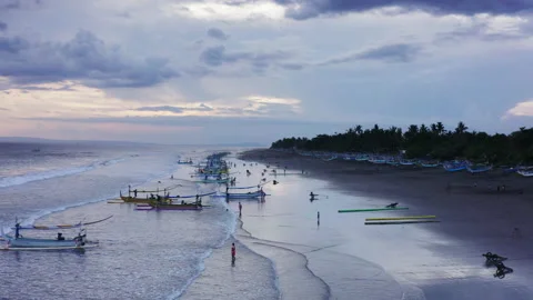 Cloudy sunset over the beach of Perancak in West Bali Indonesia Stock Footage 165140090
