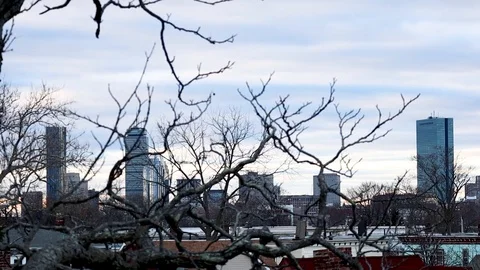 Cloudy Sunset over Boston Stock Footage 127380903