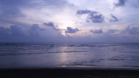 Cloudy Sunset Over the Calm Sea Stock Footage 237077465