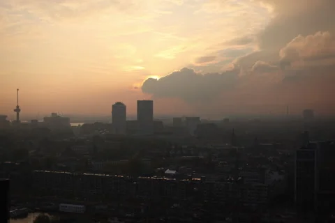 Cloudy sunset over city, timelapse Stock Footage 47731701