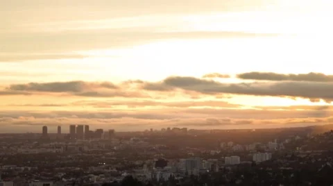 Cloudy Sunset Over Los Angeles Timelapse Stock Footage 65053299