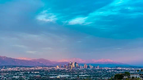 Cloudy Sunset Over Los Angeles Stock Footage 296441740