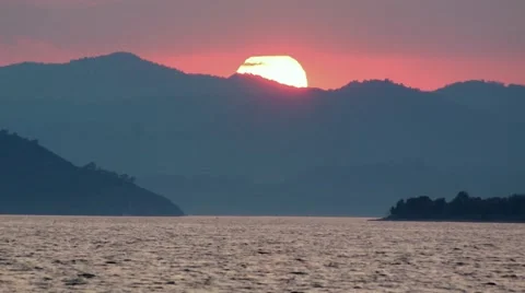 Cloudy Sunset Over Mediterranean Ocean and Turkish Mountains Part 1 of 2 Stock Footage 40884024