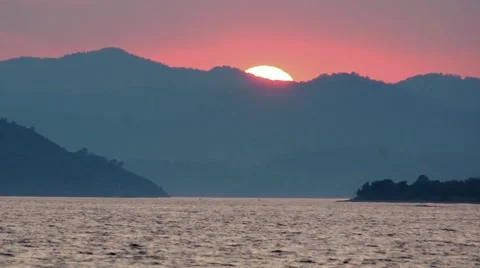 Cloudy Sunset Over Mediterranean Ocean and Turkish Mountains Part 2 of 2 Stock Footage 40884705