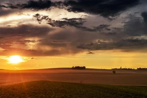 Cloudy sunset over moravia Stock Photos