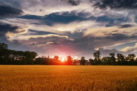 Cloudy sunset over moravia Stock Photos