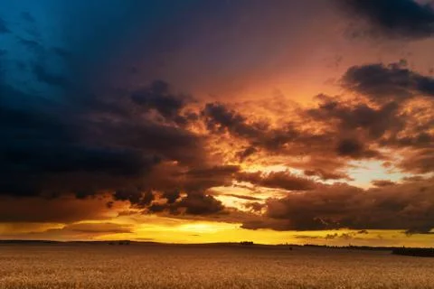 Cloudy sunset over moravia Stock Photos