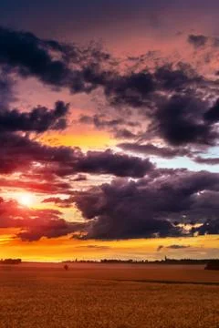 Cloudy sunset over moravia Foto stock