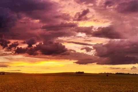 Cloudy sunset over moravia Stock Photos