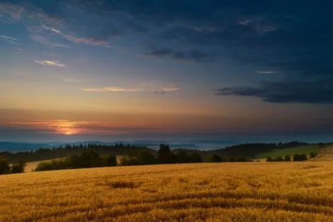 Cloudy sunset over moravia Stock Photos