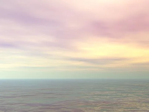 Cloudy sunset over the ocean - 3D render Stock Illustration