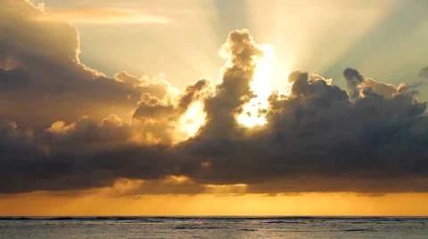 Cloudy sunset over the ocean Stock Footage 60696761