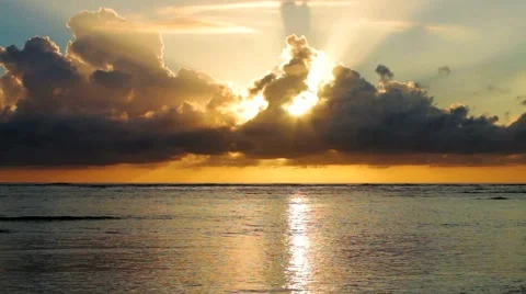 Cloudy sunset over the ocean Stock Footage 60696788