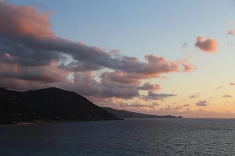 Cloudy Sunset over sea Stock Photos