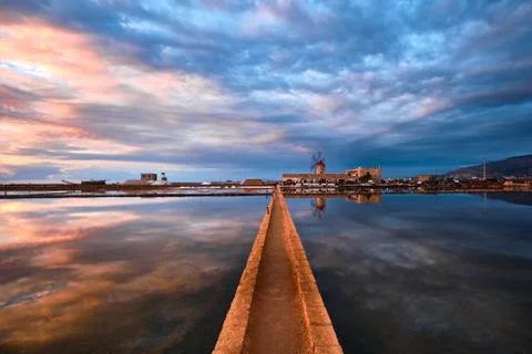 Cloudy sunset at salt planes Stock Photos