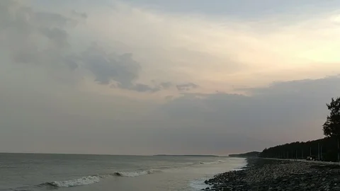 Cloudy Sunset Sea Beach Stock Footage 108934216