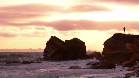 Cloudy Sunset Sky over the Sea. Vidéo 60234460