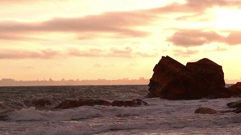 Cloudy Sunset Sky over the Sea. Stock Footage 69864959