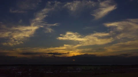 The cloudy sunset (sunrise) time lapse. Bright foggy rays Stock-Footage 45902077