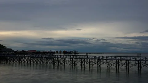 Cloudy Sunset Time Lapse At Mabul Island Stock Footage 345374620