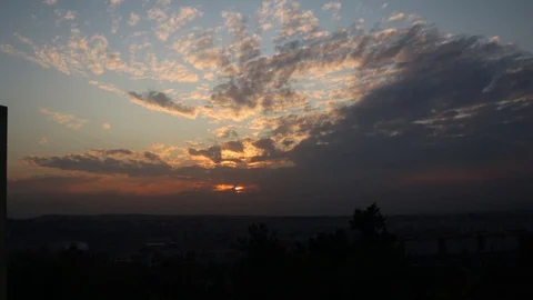 Cloudy Sunset Timelapse Stock Footage