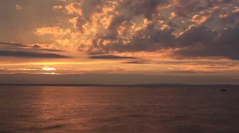 Cloudy Sunset Timelapse on Sea Stock Footage 33057105