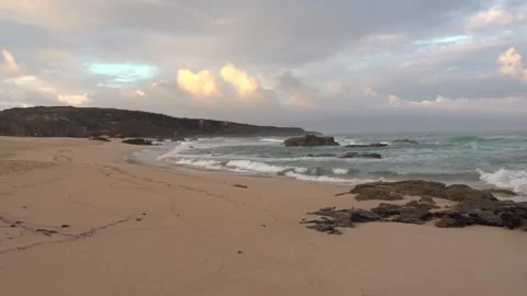 Cloudy Sunset at Vilanova de Milfontes Beach, Algarve, Portugal - 1738 Video stock 314892015