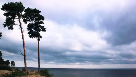 Cloudy sunset on windy day at sea Stock Footage 70732516